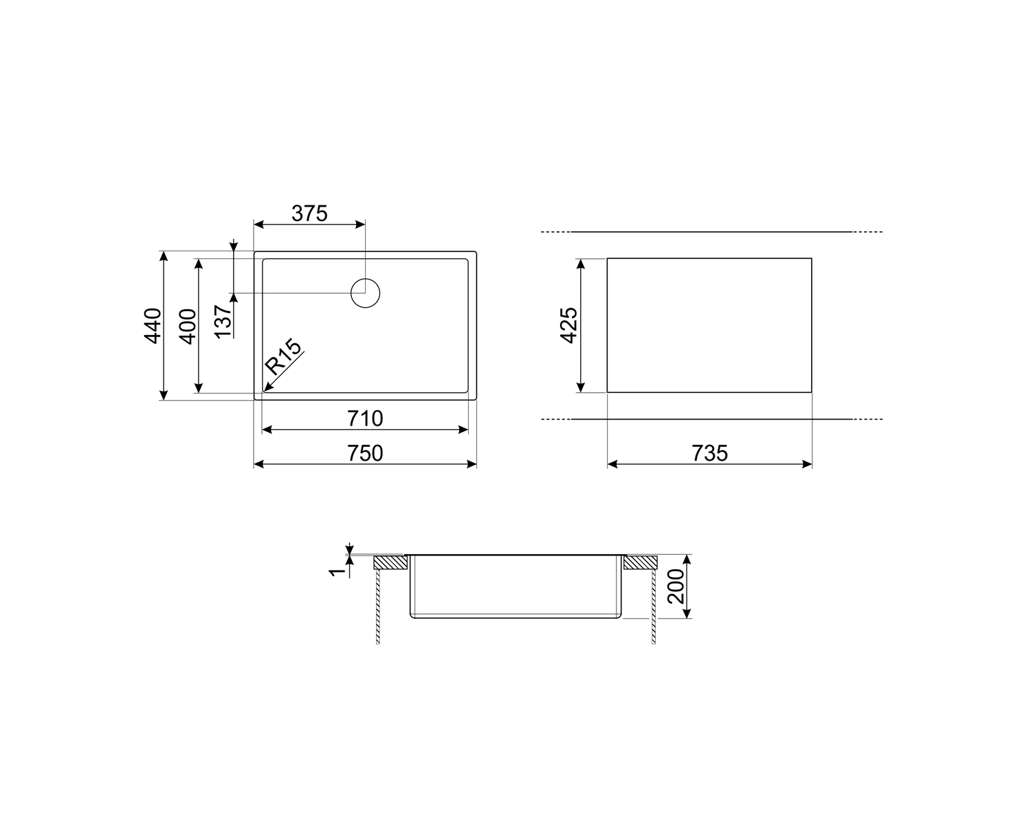 POCETA BAJO MESON ACERO 71 CM – REF: VFU71SFR - Imagen 3