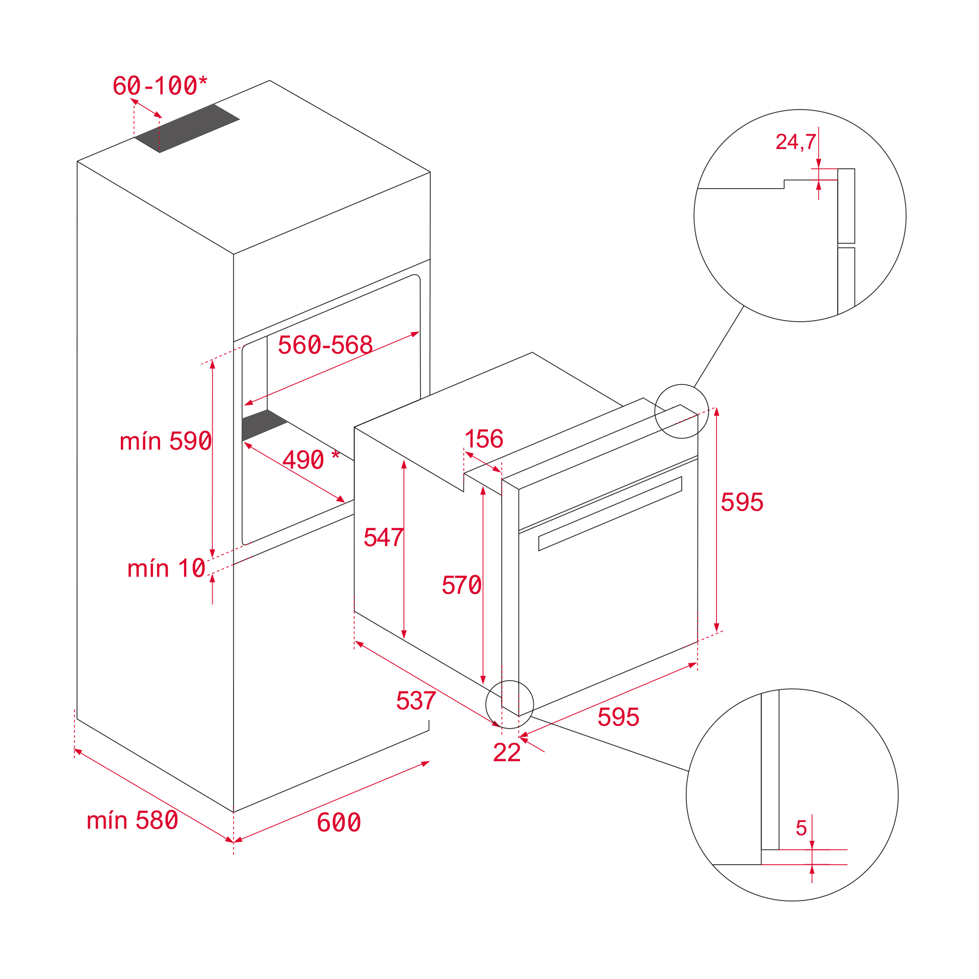 HORNO MULTIFUNCIONAL CRISTAL NEGRO 60 CM– REF: HLB8400 - Imagen 4
