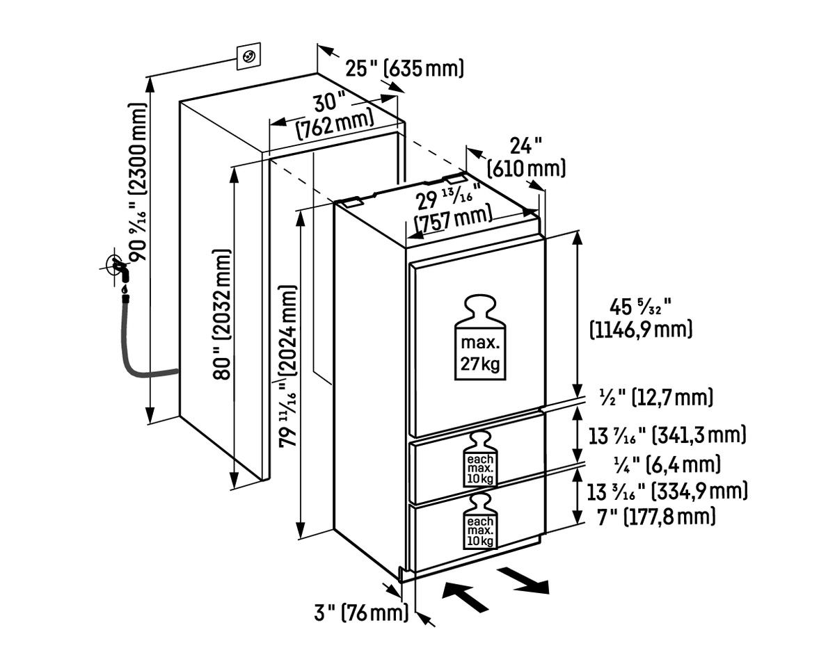 REFRIGERADOR-CONGELADOR DE INTEGRACIÓN PANELABLE 75 CM – REF: HC1580G / HC1581G - Imagen 3